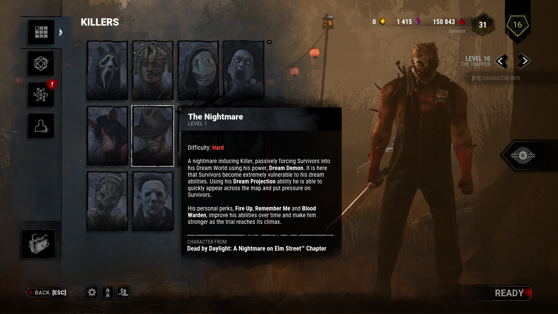 Freddy Krueger, licensed in Dead By Daylight as "The Nightmare."