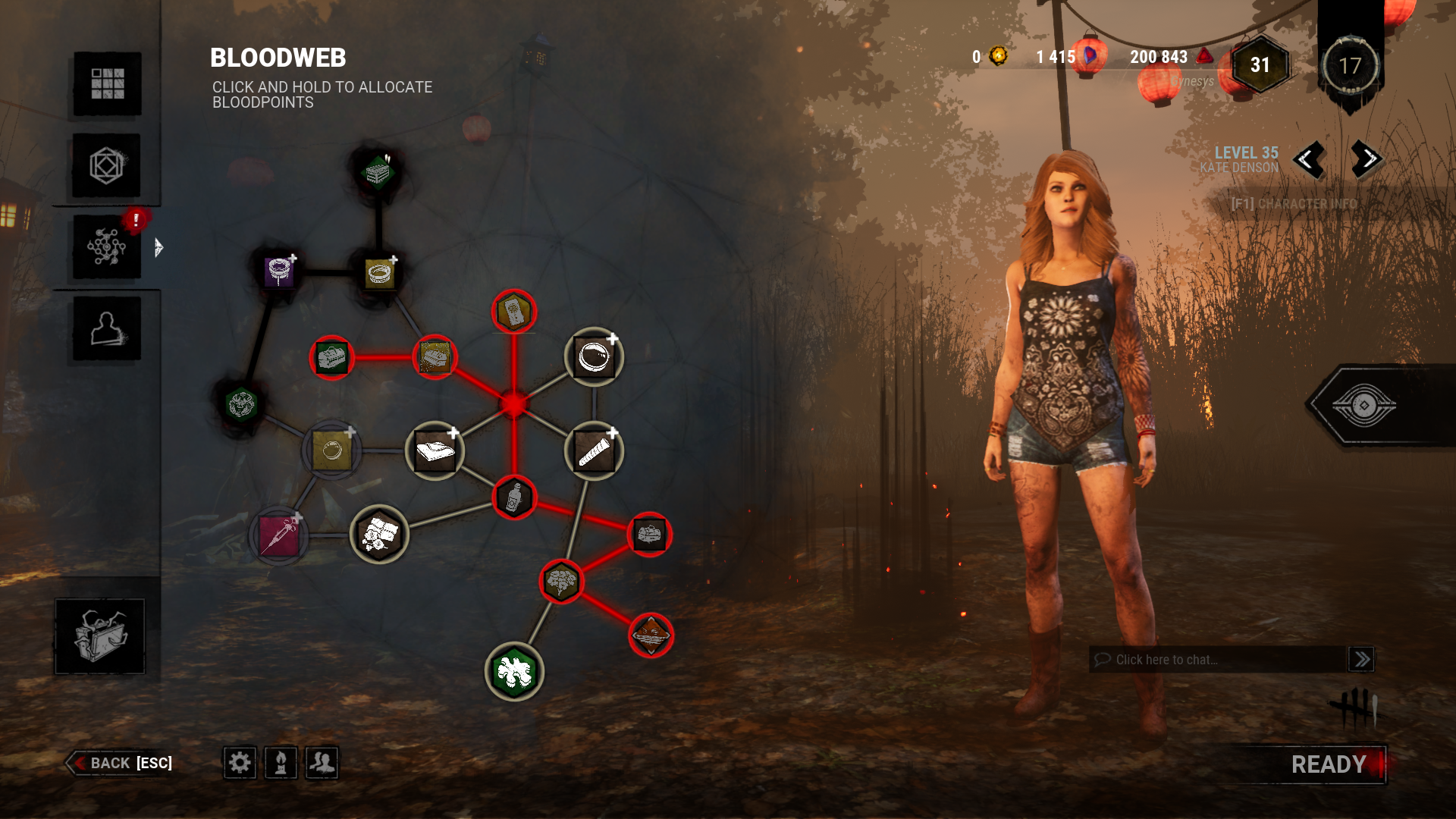 The Bloodweb, where perks and add-ons are purchased with Bloodpoints.